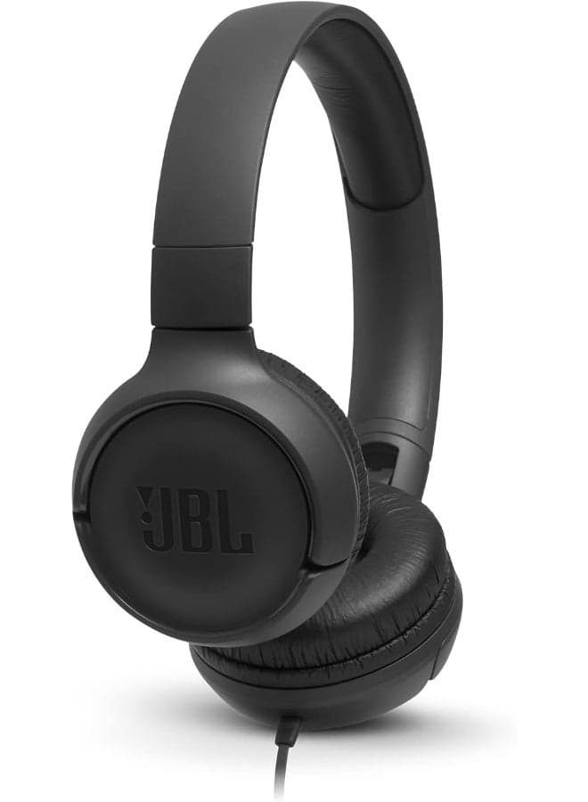 Tune 500 Wired On-Ear Headphones - Deep Pure Bass - 1 Button Remote - Lightweight - Foldable - Tangle Free Cable Black