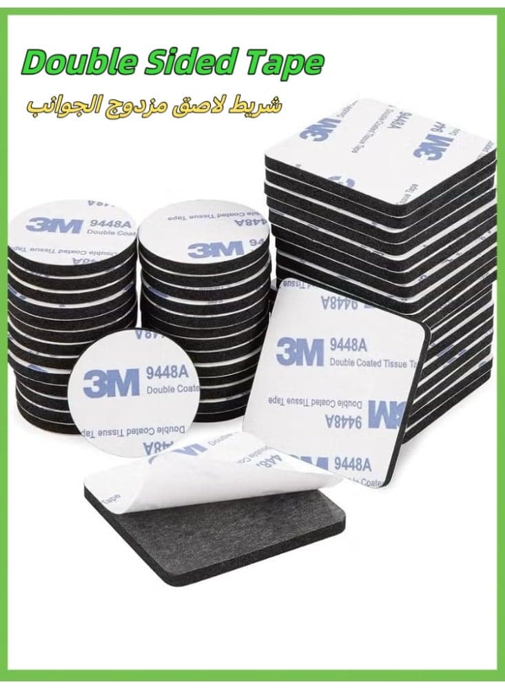 75 pcs of double-sided tape, waterproof tape, foam pad, strong tape, suitable for fixing photos, murals, lamps, hooks, home, office, kitchen. Square 40×40 mm, round 25 mm, rectangular 50*30 mm