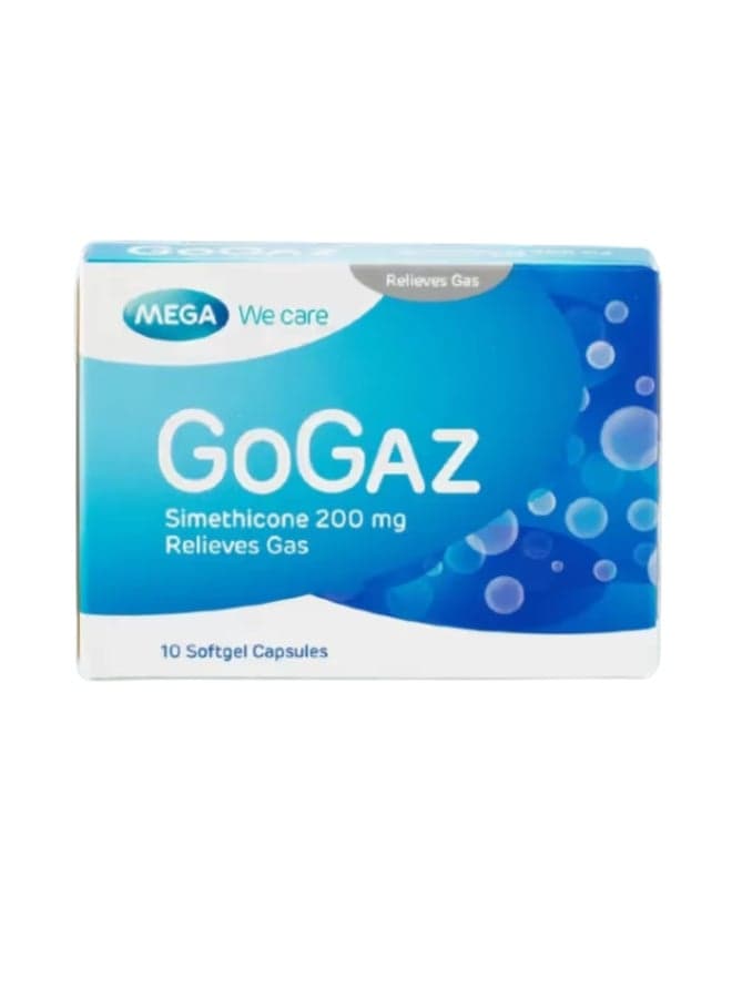 GOGAZ 200mg Softgel Capsules 30's | Simethicone Anti-Gas Relief | Fast Acting Formula for Bloating, Flatulence & Abdominal Discomfort | Soft Gel Capsules