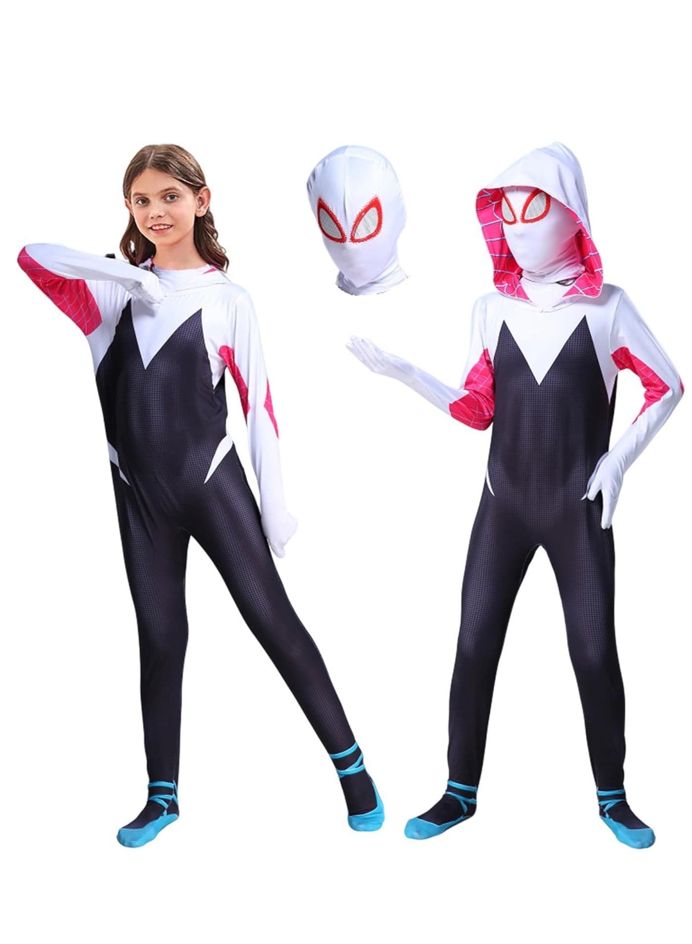 Spider Costume Girls Suit Spider Outfit 3D Printing Lycra Jumpsuit With Separated Mask Party Wear
