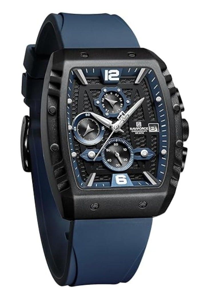 NAVIFORCE Waterproof Chronograph Sport Watch for Men, with Auto Date Quartz Wrist Watch, Colorful Silicone Band NF8025