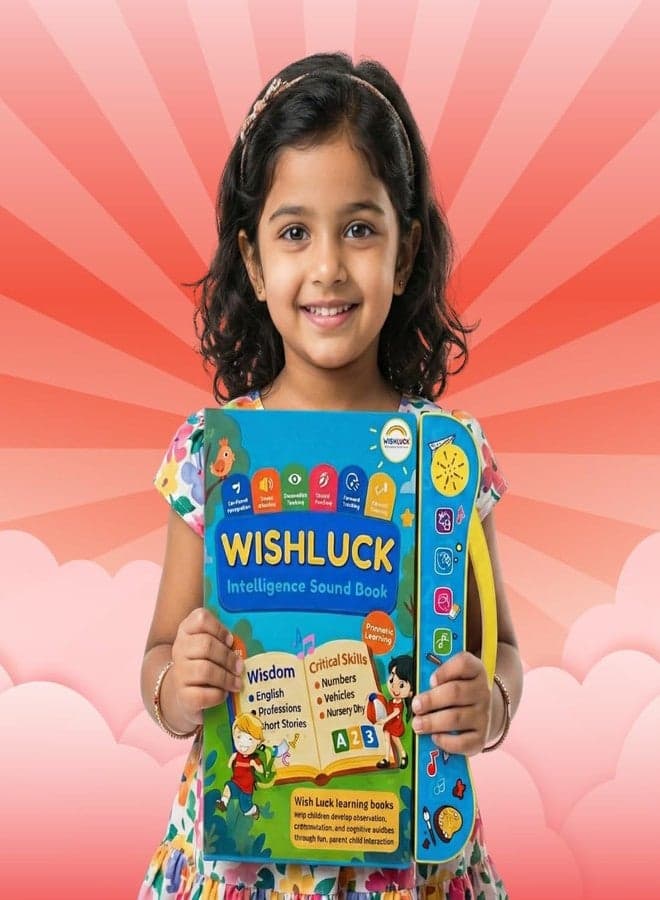 Wishluck Interactive Sound Book for Kids (Ages 2-7) - Learn Alphabets, Numbers, Shapes & Phonics | Educational Talking Book with Music & Touch Features | Multicolor Learning Toy for Toddlers