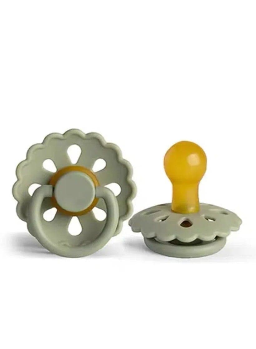 Pacifiers | 1-Pack Soothers | Flowers Nipple | BPA-Free Natural Latex Food Grade | Super Soft Bite Resistance | Sleep Anti-Flatulence | Teething Toy | Sage Green