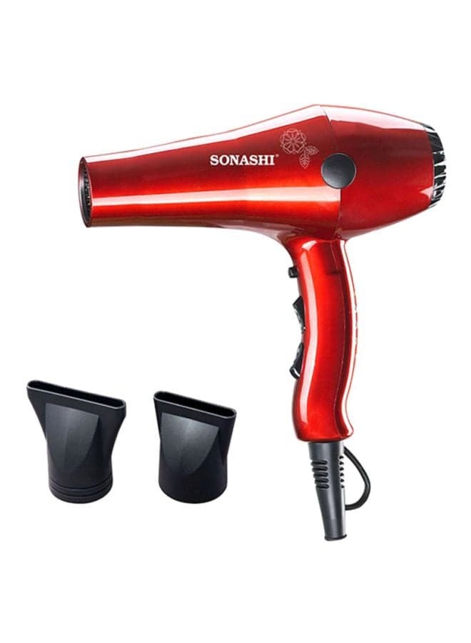 Hair Dryer - AC Motor | Cold And Hot Wind - 2 Speed & 4 Heat Airflow Setting | With Cool Shot Button, Ionic Technology For Frizz Free Hair | Stylish/Comfortable/Lightweight Hair Dryer with 2000W Power Black/Glossy Red