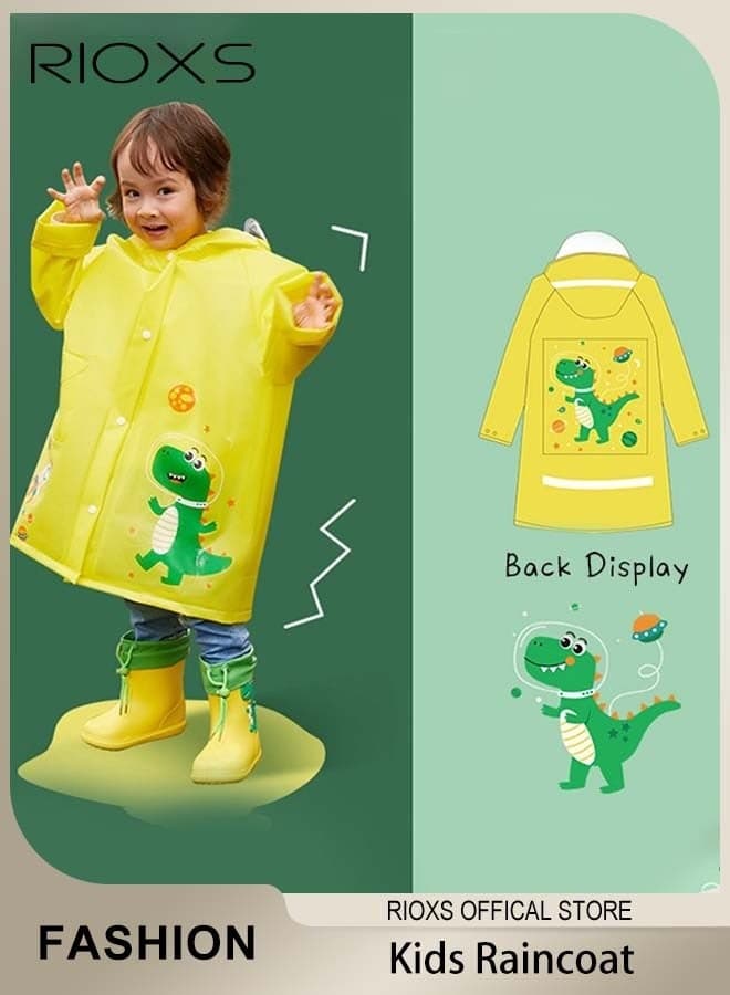 Kids Boys Girls Toddler Raincoat With School Bag Cover Long Cartoon Rainwear Rain Ponchos With Hoods Rain Jacket Cape Reusable For Outdoor Climbing Cycling Hiking Camping