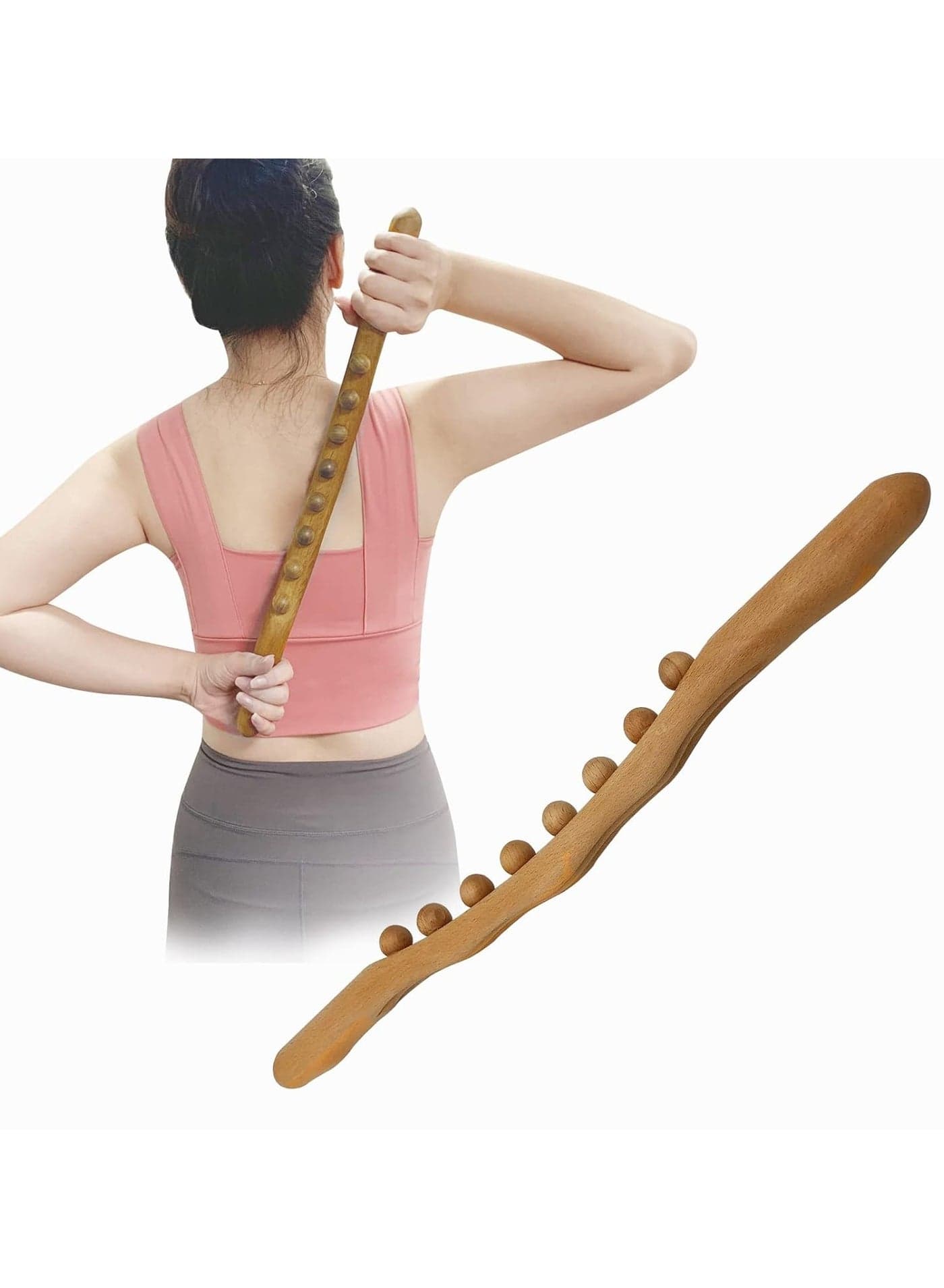 Wooden Therapy Roller Tools Professional Body Massager (16.53 in) Manual Body Back Massager Relieve Muscle Soreness (8 Roller)
