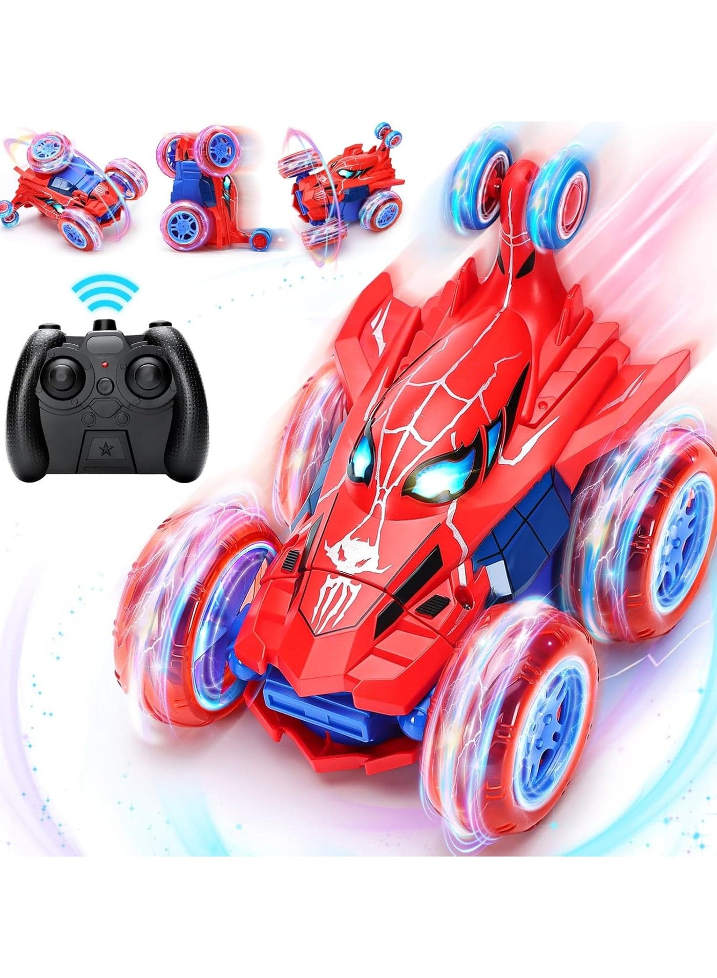 Remote Control Car RC Cars Toys,Cool Rechargeable Stunt RC Car with 360 Flips 4WD Wheel with Bright Light,Fun Outdoor Toys Gifts for Kids Birthday 3-6 6-8 8-12 Years Old