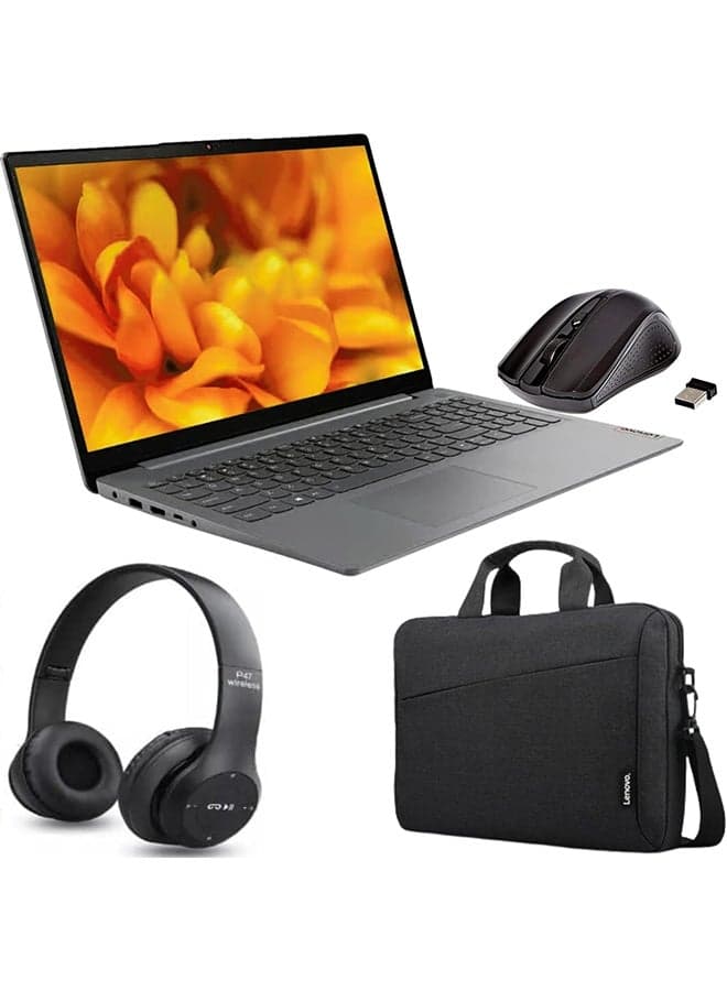 Ideapad 3 15ITL6 (Upgraded Version) Laptop With 15.6-Inch FHD Display, Core i3-1115G4 Processor/8GB RAM/256GB SSD/Intel UHD Graphics/Windows-11 Free (Upgraded Version) Laptop Bag+WL Mouse+BT Headphone English/Arabic Grey