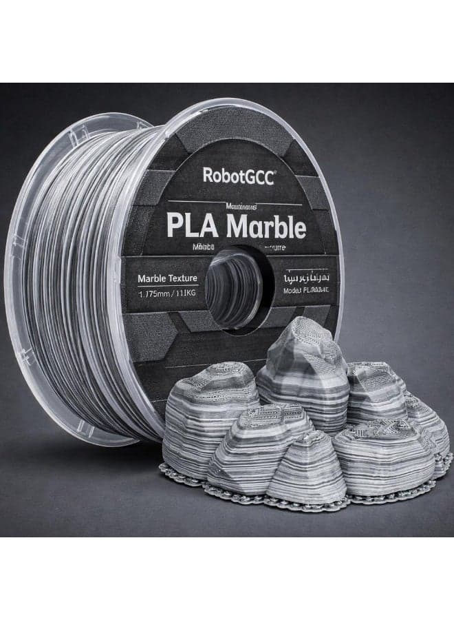 PLA Stone Marble Grey Blue 1.75mm 3D Printing Material 1KG Spool for FDM 3D Printer, Stone Texture 3D Printing Material with Matte Marble Finish, Natural Rock Effect 3D Printing Material, Smooth Extrusion, Stable Feeding, Consistent Diameter ±0.02mm, Low Warping, Strong Layer Adhesion, High Precision 3D Printing Material for Architectural Models, Sculptures, Terrain Models, Decorative Design, Artistic Creation, Display Prototypes, Professional Black Grey Blue Stone Style Compatible with Most FDM 3D Printers
