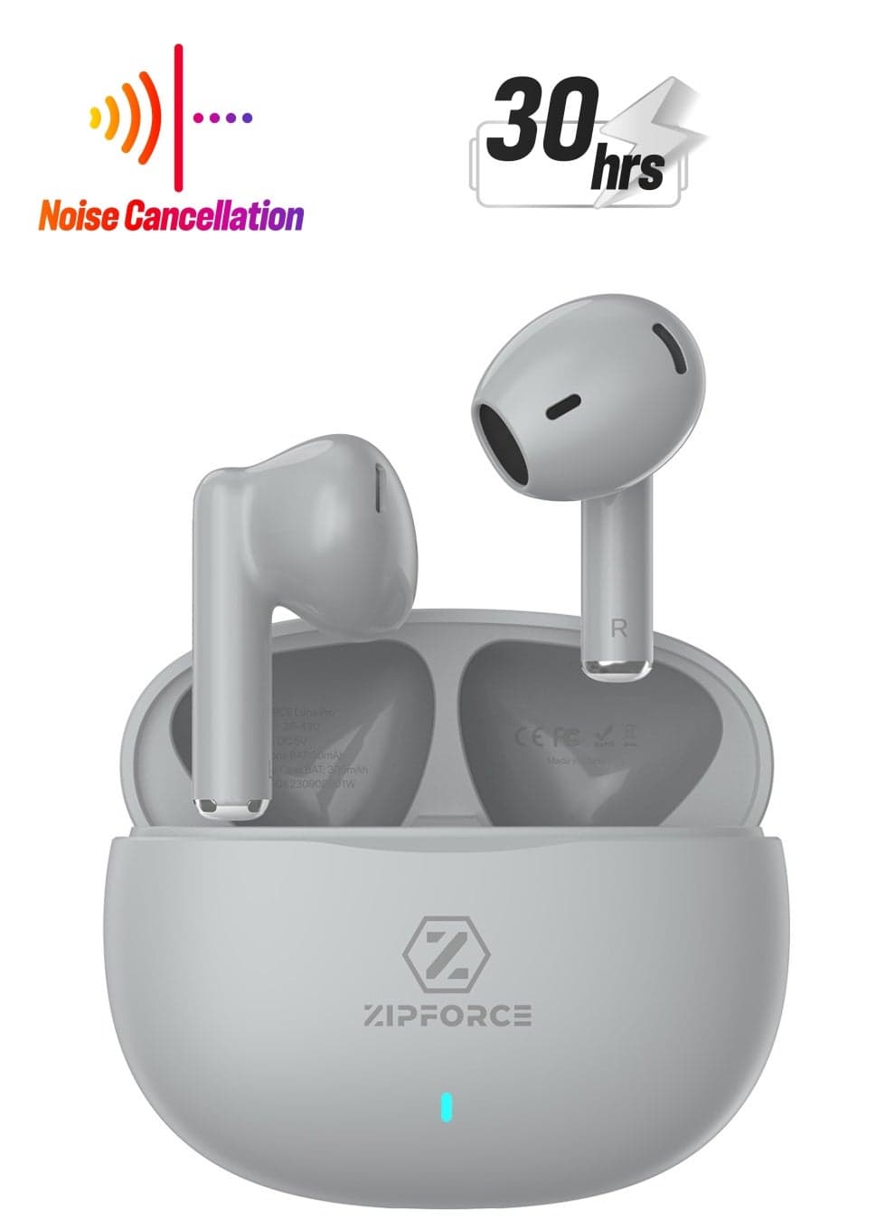 ZIPFORCE True Wireless Earbuds, In-Ear Bluetooth 5.3 Headphones 4-Mics ENC Clear Call, Bluetooth Earbuds Touch Control, IPX6 Waterproof TWS, Light-Weight Earphones
