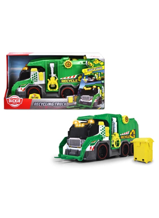 Garbage Truck 39cm with Motorised Lifting Function, Grab Arm, Wheelie Bin, Light and Sound, Ages 3+