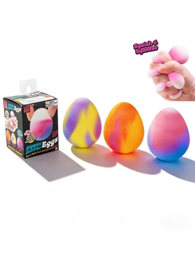 3-PACKS NeeDoh Squeeze Eggs, Relieve Anxiety, Sensory Decompression Toys for Kids and Adults, Party Gifts (3 Colors)