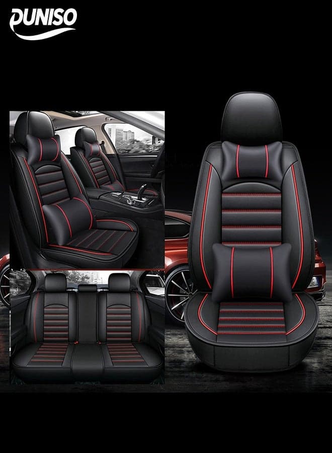 Car Seat Cover,Universal Fully Wrapped Seat Cushion, Artificial Leather Car Backrest Seat Cover, With Headrest and Cushion,Wear Resistant And Anti Slip, Suitable For All Seasons, Suitable For Most Car Seats