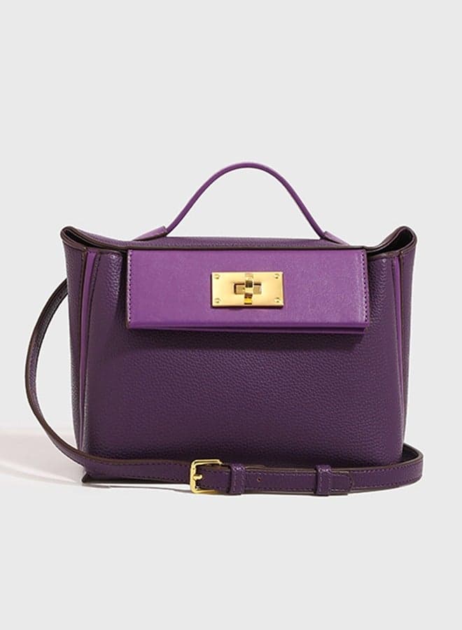 Bags for Ladies Luxury Women Handbag Crossbody Shoulder Bag Elegant Top Handle Mini Tote with Lock Closure Premium Purple Bag for Work Travel Daily Use