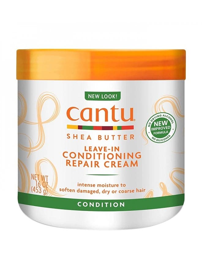 Cantu Leave-In Conditioning Repair Cream 453 g - Shea Butter Formula Mends Breakage & Repairs Split Ends, Gentle on Coily, Curly & Natural Hair 453grams