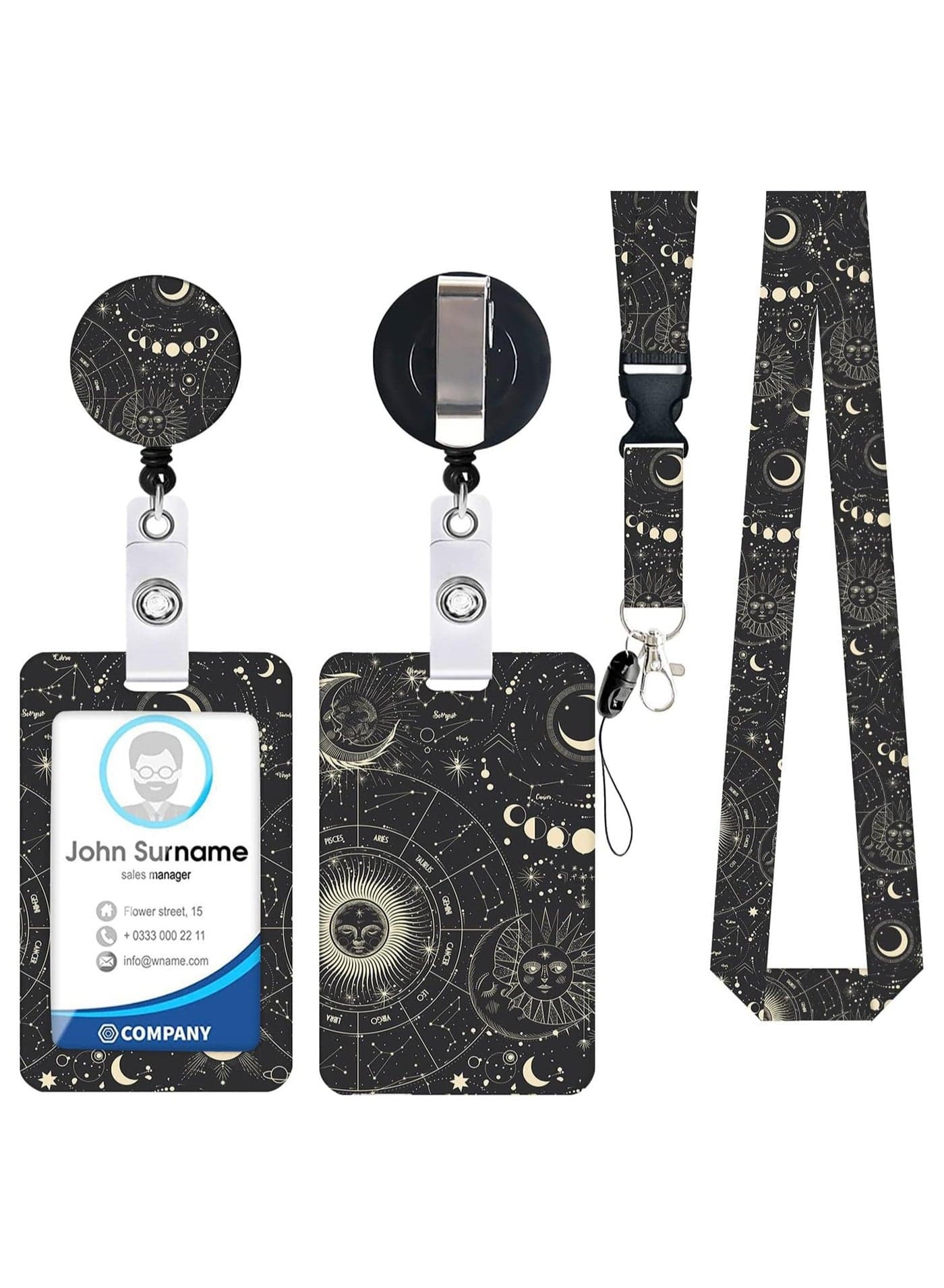 Badge Holder ID Badge Holder with Lanyard and Retractable Badge Reel Clip Card Protector with Badge Reel Retractable Heavy Duty Card Protector for Office ID Driver's License