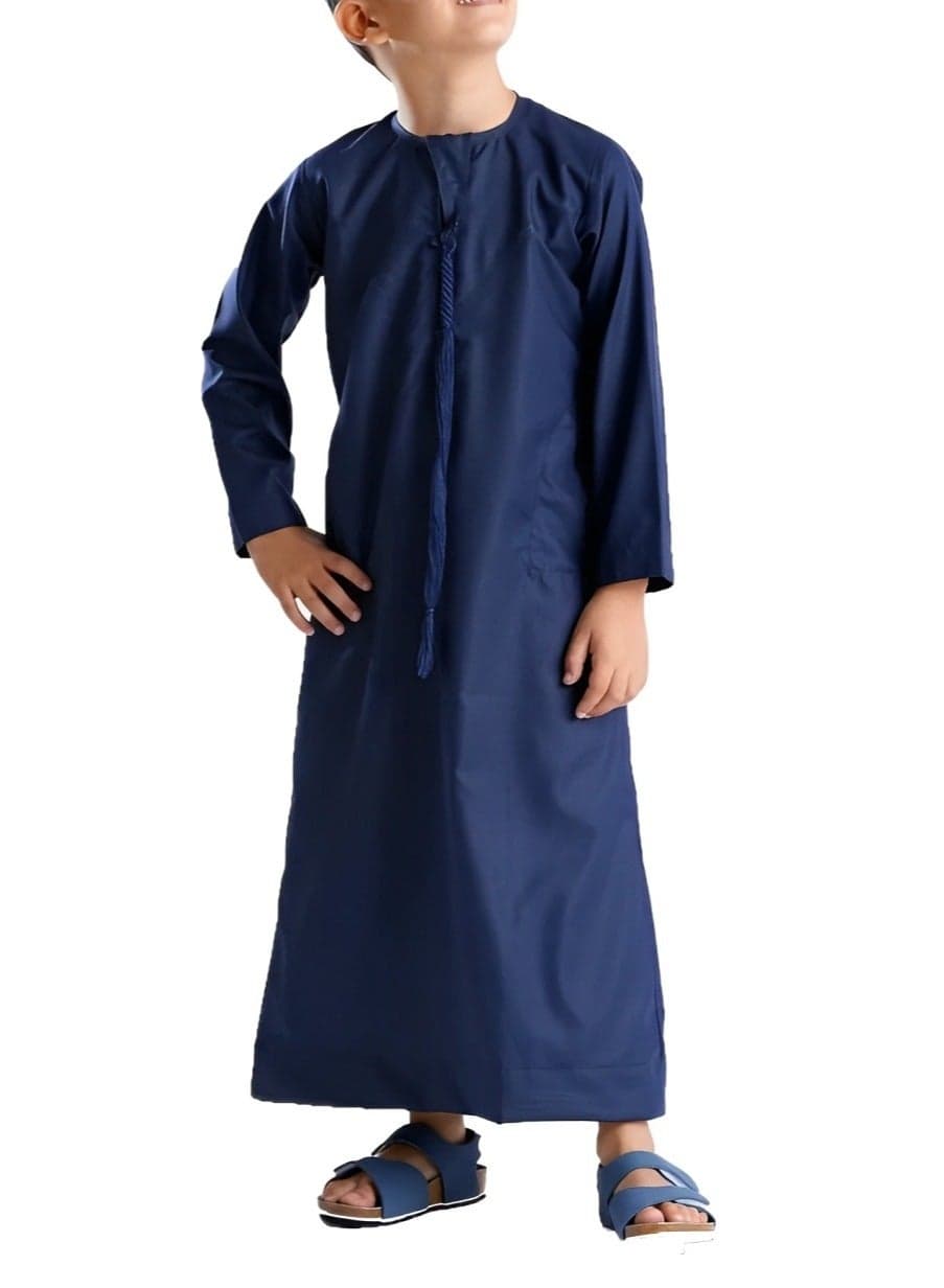 Boy’s Emirati Kandura | Stitched Traditional Kids Arabic Thobe, Dishdasha, Kaftan for Boys | Long Sleeve Islamic Arab Dress with Side Pocket