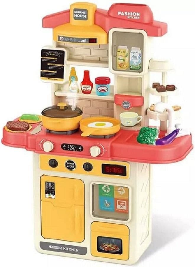 Kids Kitchen Set 69cm Tall -Pretend Play House Children Toy 42 Pcs Kitchen Set Toy For Girls