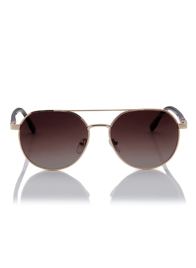 Unisex Polarized Sunglasses Gold Frame Gradient Brown Mirror Lens 56mm - LC1206C01