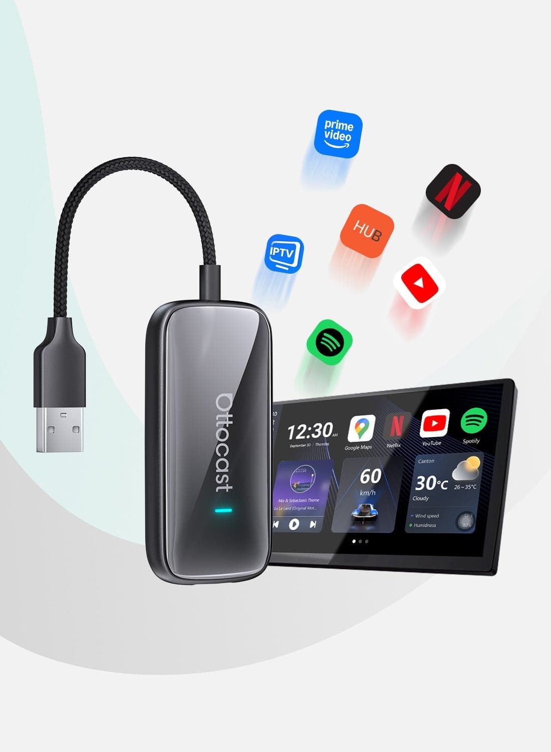 OTTOCAST Play2Video Ultra 4+32 GB 10+ APP YouTube Netflix Wireless CarPlay Android Auto