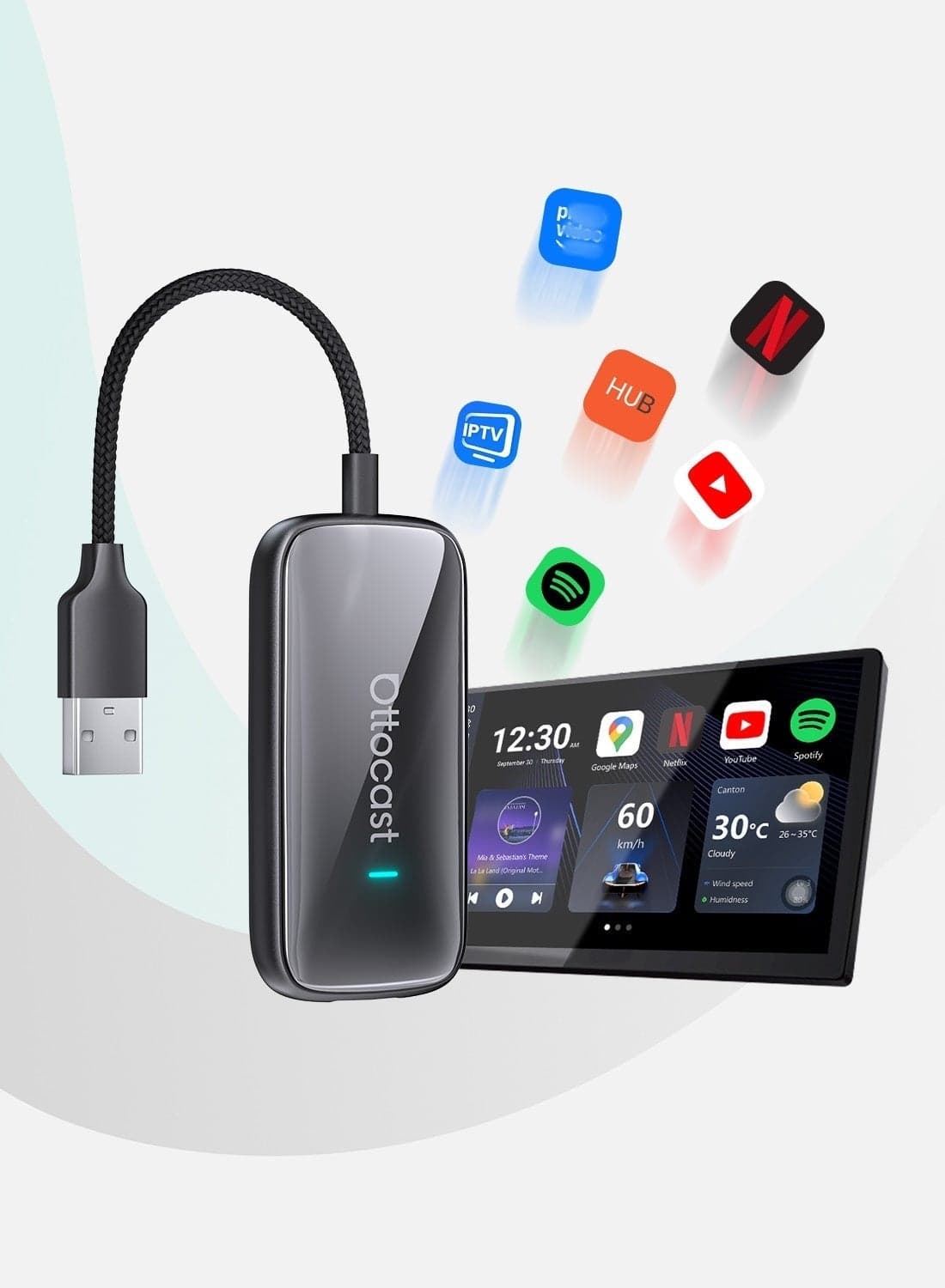 OTTOCAST Play2Video Ultra AI BOX 4+32 GB 10+ APP YouTube Netflix TikTok CarPlay Tv Box Wireless CarPlay Android Auto Supports USB flash drive expansion
