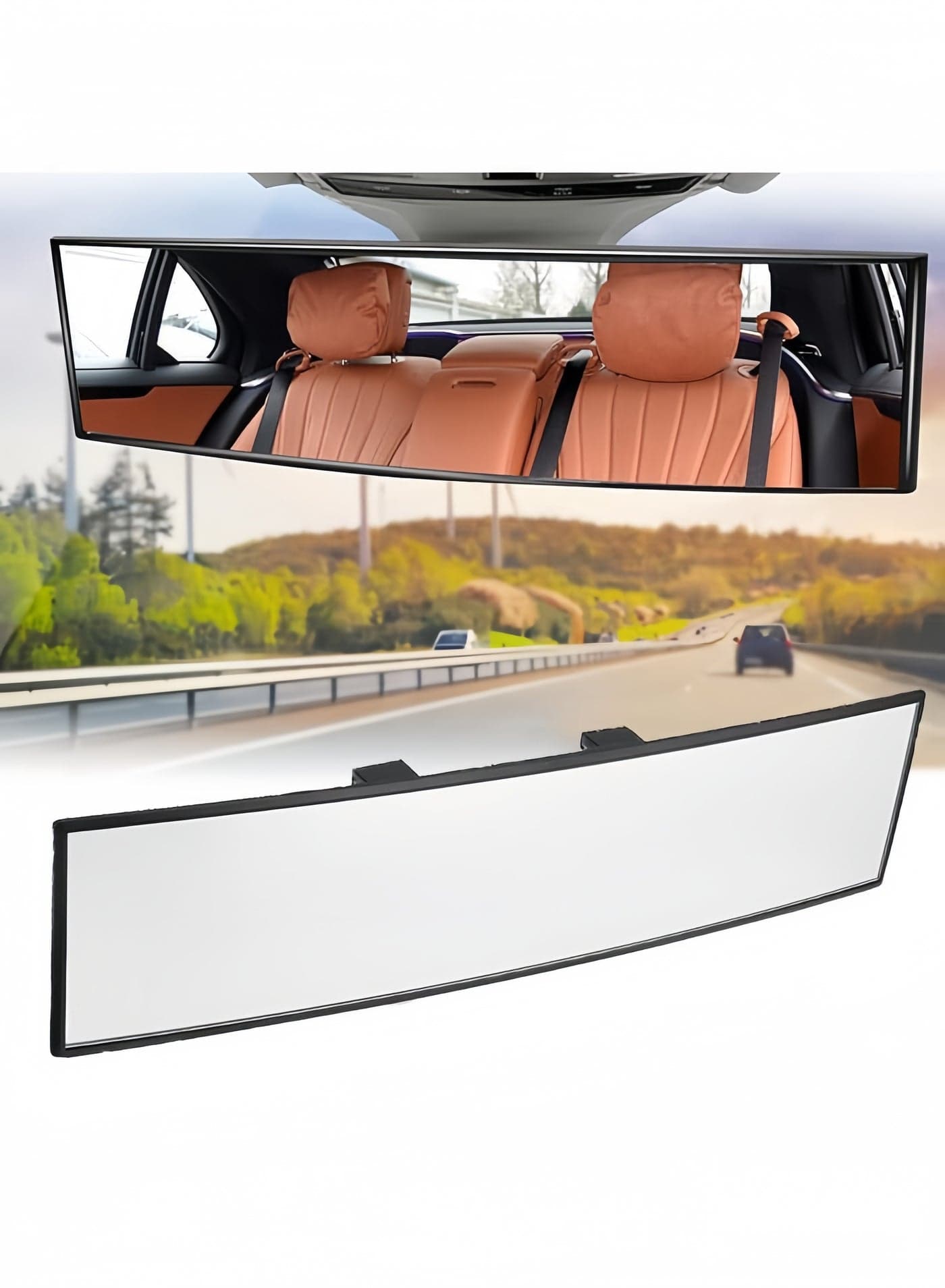 Rear View Mirror, Universal 300 MM Panoramic Convex Rearview Mirror, Interior Clip-on Wide Angle Rear View Mirror to Reduce Blind Spot Effectively for Car SUV Trucks(Clear)