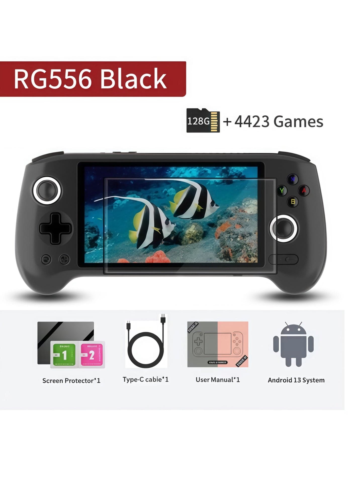 RG556 Retro Handheld Game Android 13,rg 556 Handheld Game with 5.48 inch Touch OLED Screen RG556 Supports DP and WiFi Bluetooth has Hall Rocker Battery 5500mAh