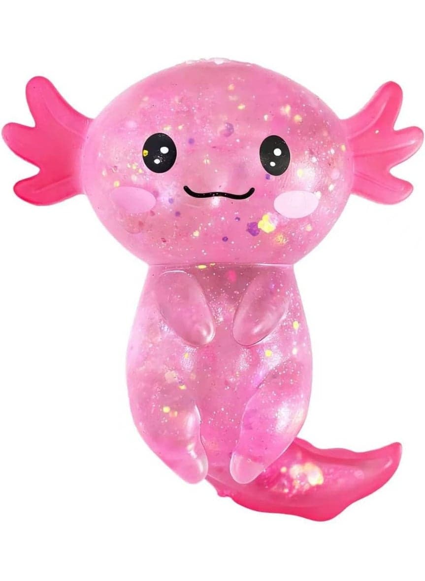 Glitter Axolotls Squishies Toy, Stretchy Axolotls Stress Ball, Soft Squeeze Sensory Fidget Toys for Kids Adults, Cute Basket Stuffers Party Favors Classroom Prizes