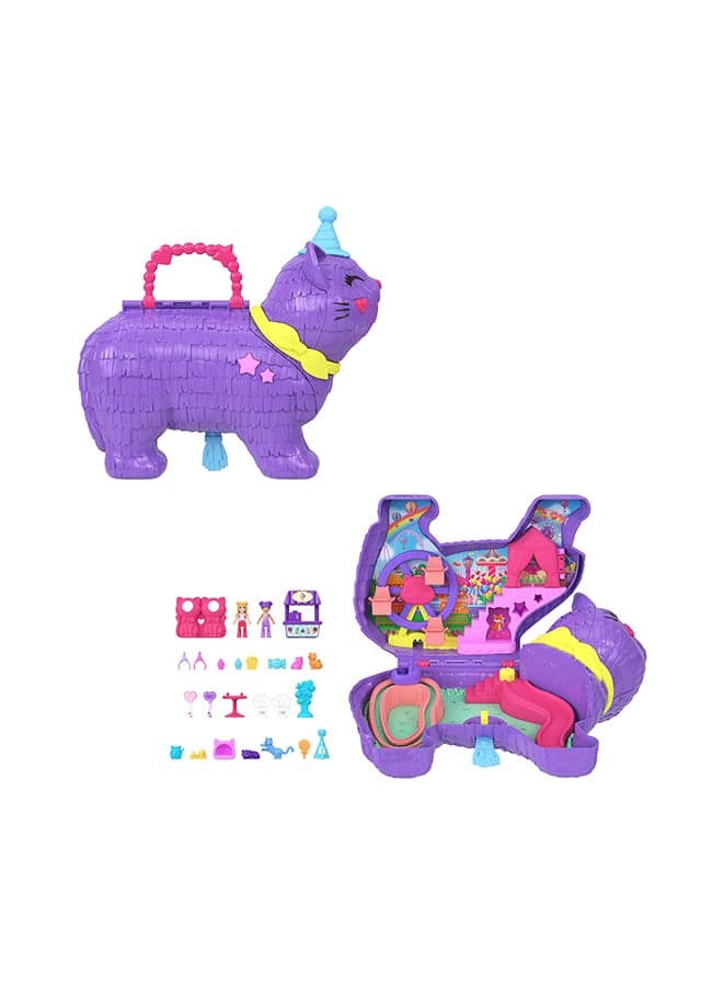Micro Dolls & Playset With 23 Surprise Accessories Including Pets, Birthday Party Celebration Kitty Playset, Ferris Wheel Ride