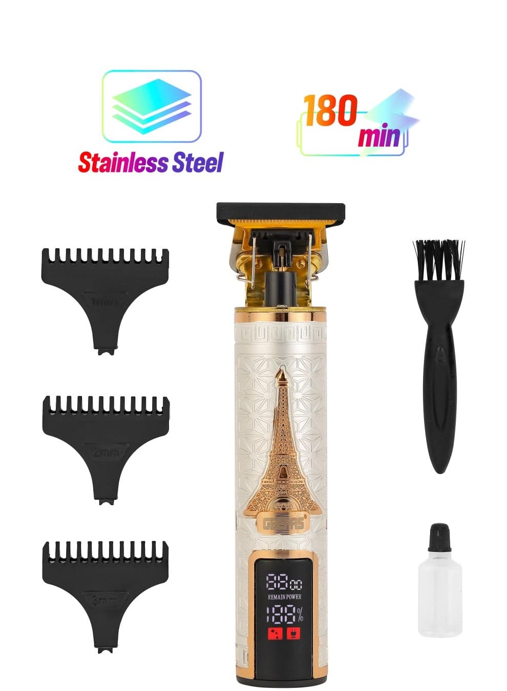 Geepas Professional Digital Hair Clipper- GTR56039| Hair Clipper with High Capacity Li-ion Battery and Fast Charging| High Performance T-Blade for Efficient Operation, Does not Hurt Scalp| LCD Display