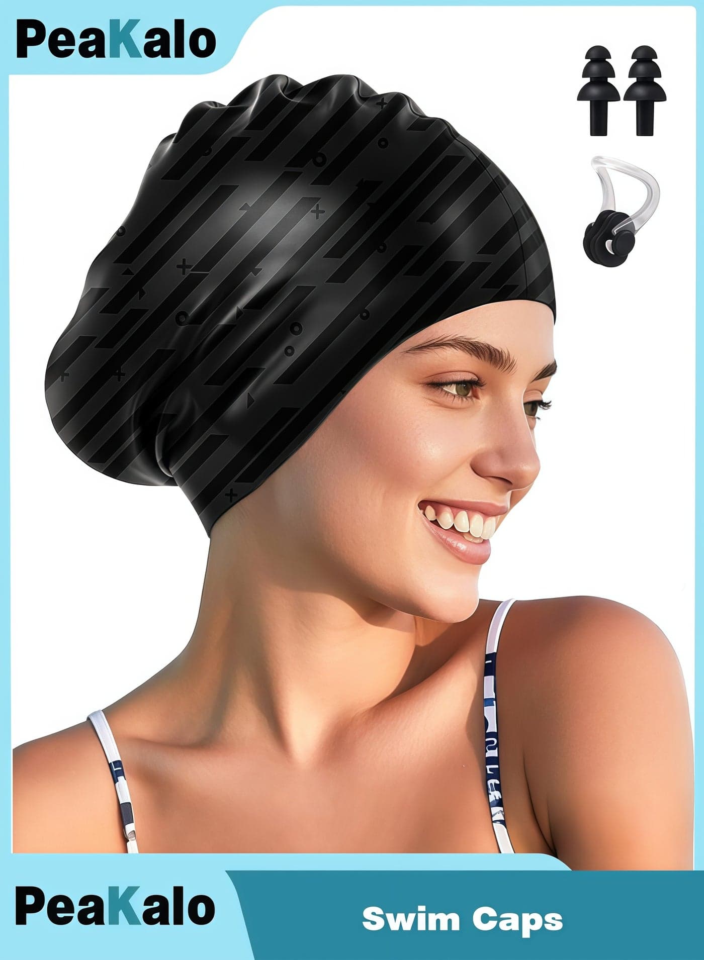Swim Cap for Long Hair, Durable Silicone Swimming Caps for Women Adults Youths, Non-Slip Waterproof Swim Cap to Keep Hair Dry