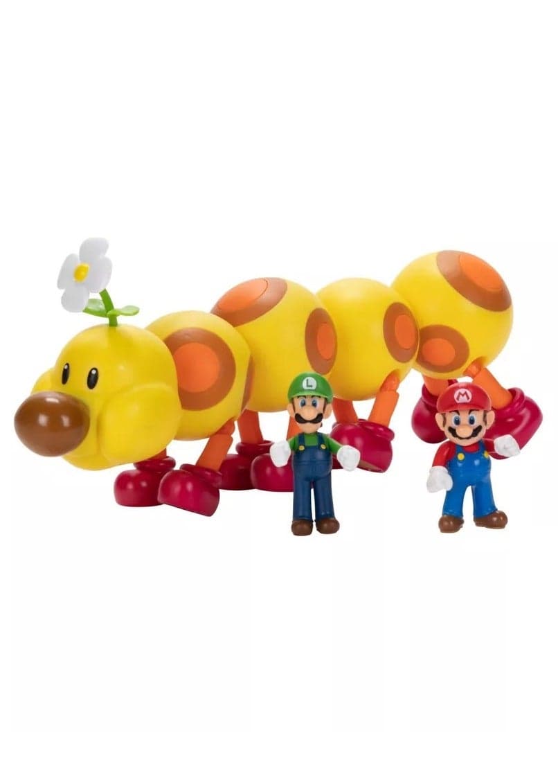 Nintendo Super Mario Soda Jungle Wiggler, Mario, and Luigi Action Figure Set 2.5 Inch