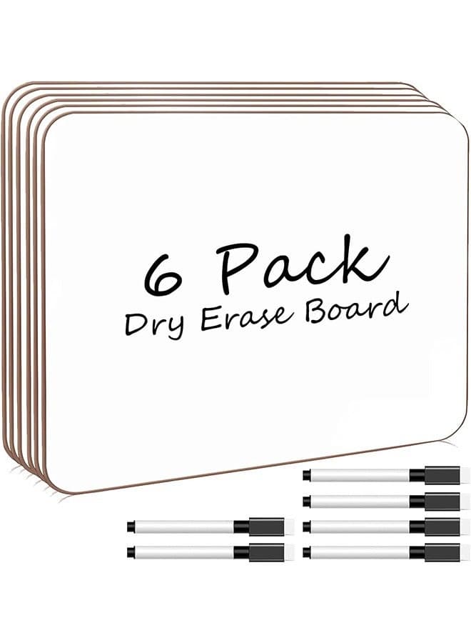 6 Pack Small Dry Erase White Board Board Lapboard , Durable Portable Whiteboard for Kids Students, Classroom, Home, Office Work and for Paper and Pen Games