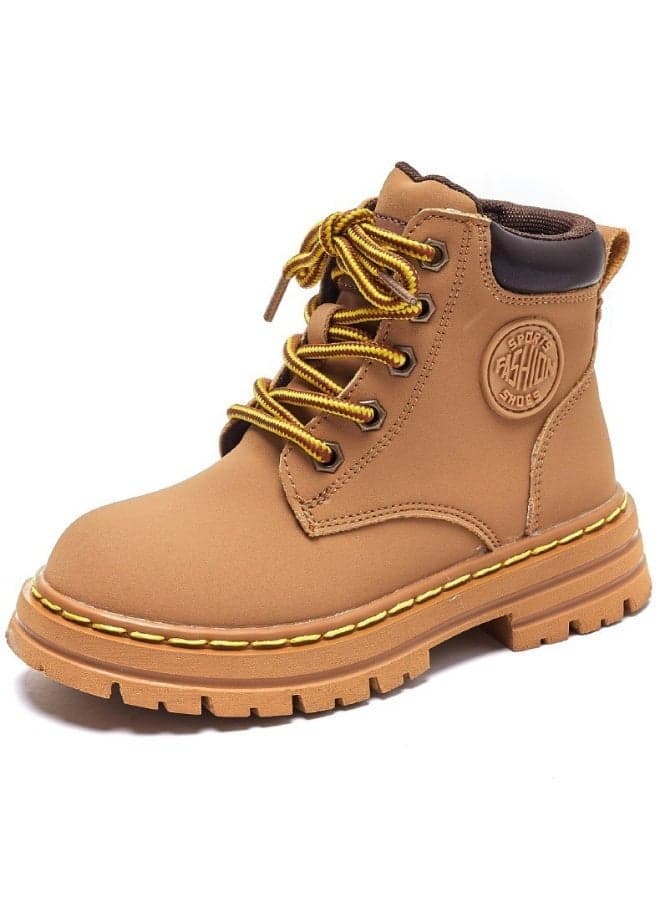 Kids’ Classic Lace-Up Ankle Boots with Side Zipper and Non-Slip Rubber Sole