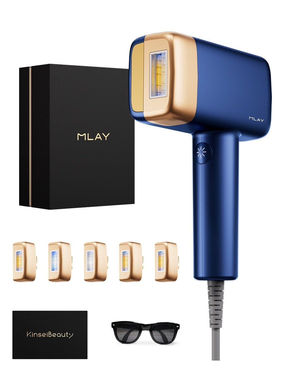 T14 Laser IPL Hair Removal Device with 6 Lenses, for Body Bikini Face Hair Removal, Acne/Skin Rejuvenation, 3℃ Ice Cooling, 500,000 Flashes per Lense, 0.5s/Flash blue