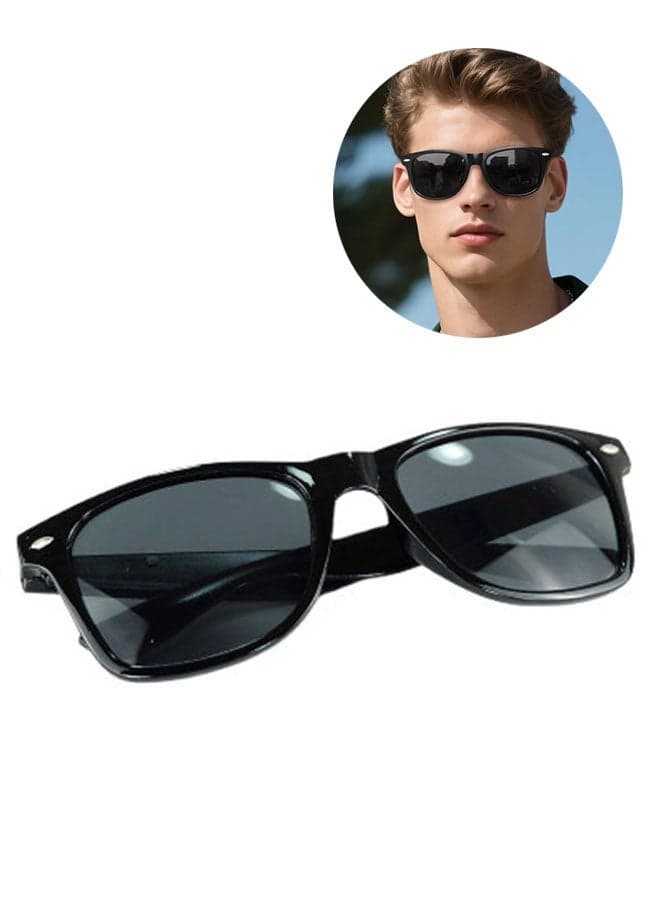 Polarized Sunglasses, Fashion Square Sun Glasses for Men Women, Classic Shades for Travel, Driving, Fishing, UV Protection, Black
