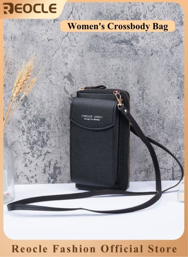 Women's Crossbody Bag Leather Cell Phone Purse Wallet Clutch Wallet with Credit Card Slots & Large Capacity Multifunctional Shoulder Bag