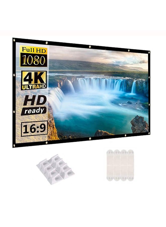 100 Inch Projector Screen 16:9 Foldable 4K Full HD Projection Screen Anti-Crease Portable Projector Movies Screen for Indoor And Outdoor Support Double Sided Projection UNV-WO-SCR-03 White