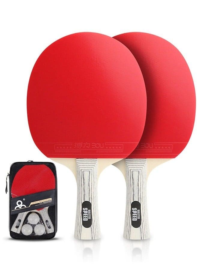 Ping Pong Paddles Set, High-Performance Table Tennis Sets with 1 Pair Premium Table Tennis Rackets, 3 PCs Ping Pong Balls and Storage Case Portable Ping Pong Set for Indoor& Outdoor Games