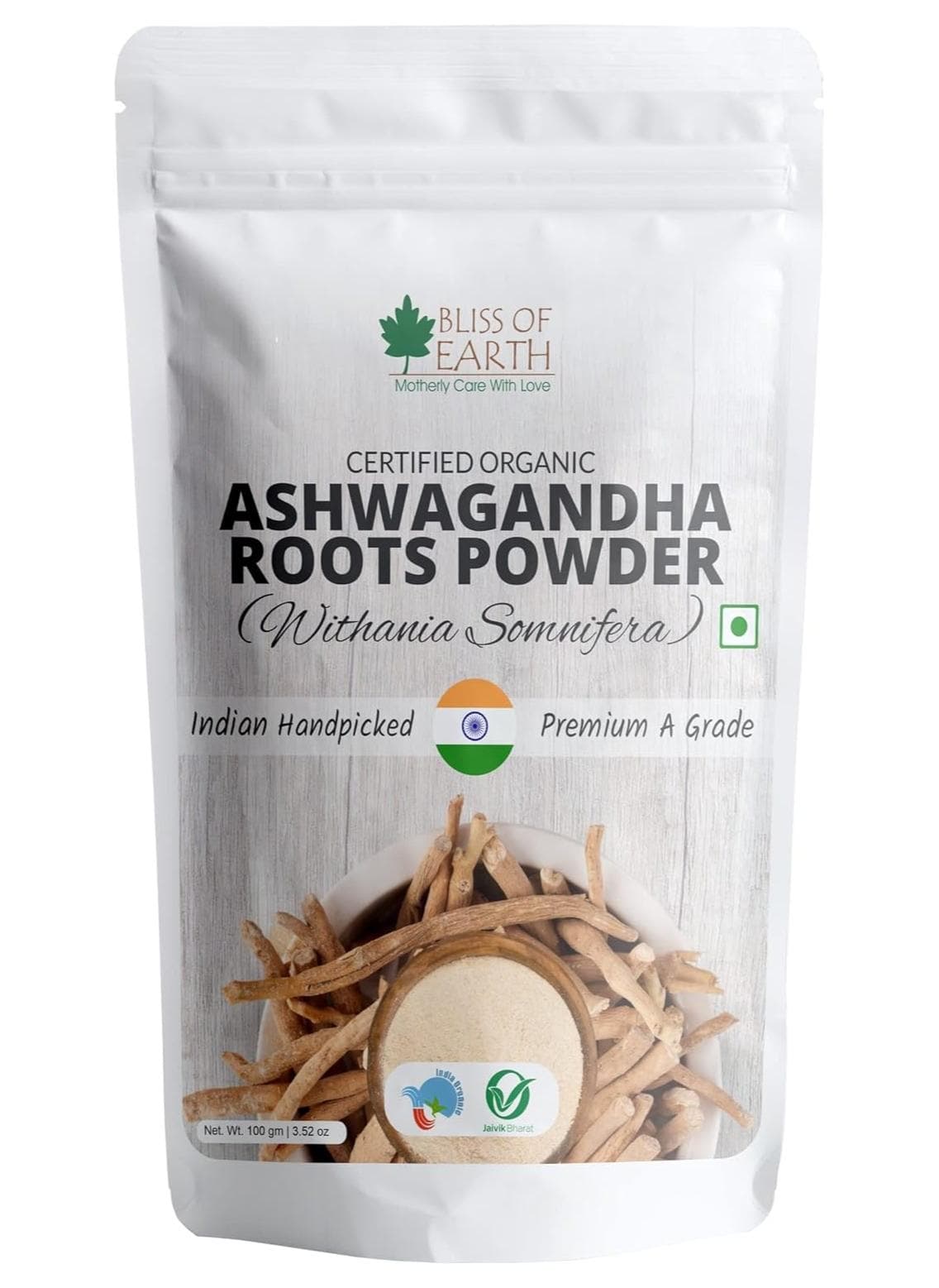 Bliss of Earth Organic Ashwagandha Powder 100g | Premium Withania Somnifera Root | Indian Ginseng | Natural Adaptogen for Stress, Energy & Immunity