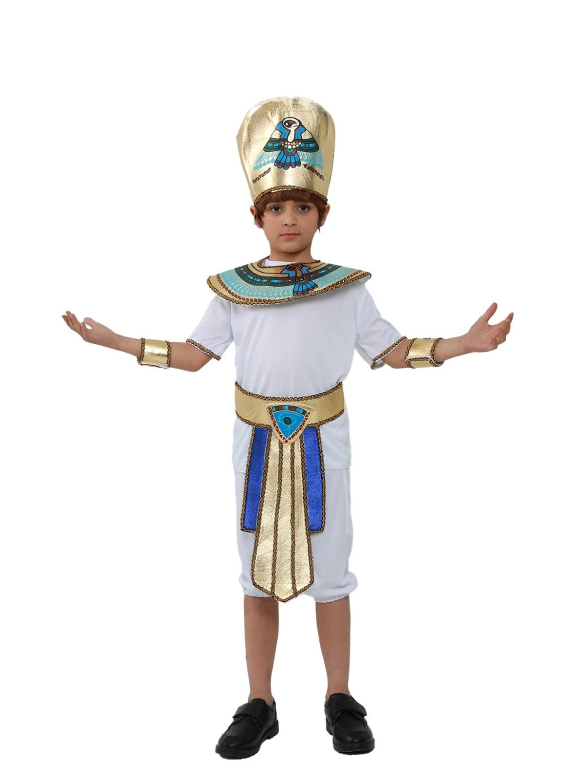 Pharaoh and Cleopatra Cosplay Costumes - Halloween Egyptian-themed Children's Prince and Princess Outfits (Ages 7-10)
