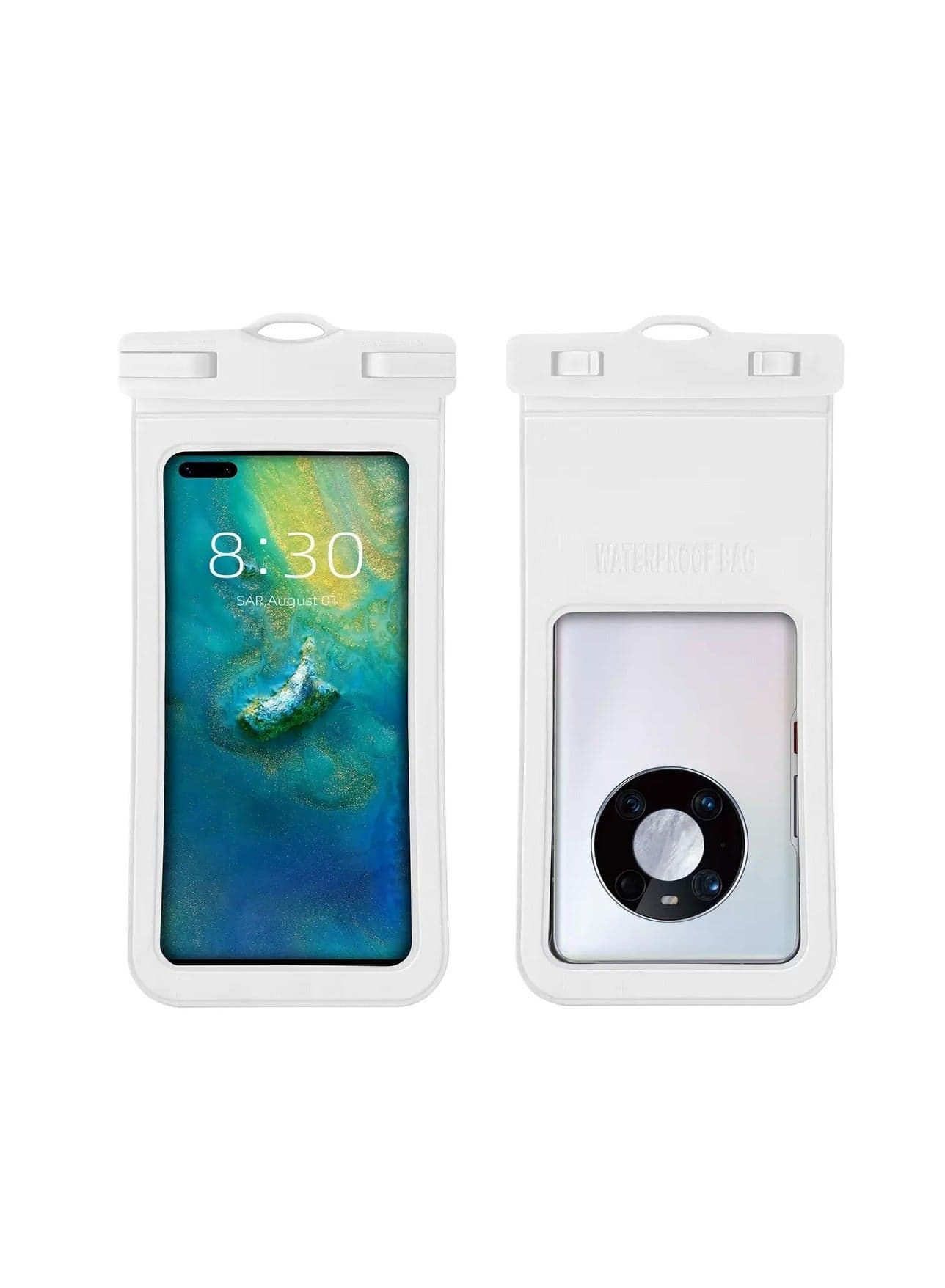 2Pcs Waterproof Phone Pouch Set,Touch-Sensitive Underwater Dry Bag, IPX8 Certified Universal Phone Protector for Phones up to 7.2'' - Perfect for Swimming, Diving, Beach, Hot Spring, Water Park, Cruise, Snorkeling, Boating, Rafting & Water Sports Adventures(D15-1,White)