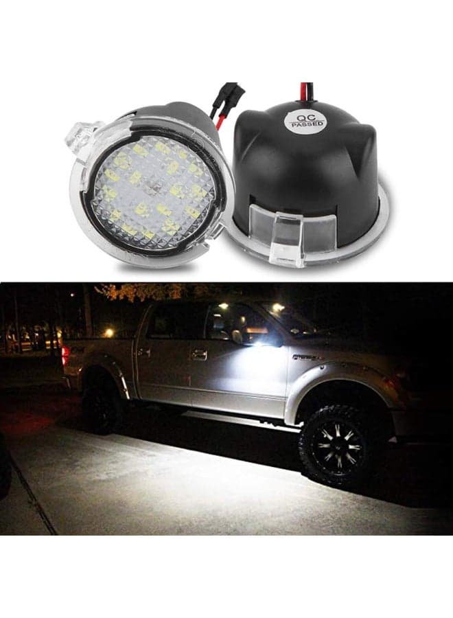 Full Led Side Under Mirror Puddle Light for Ford F-150 Expedition Explorer Edge Flex Fusion Taurus X Lincoln Mercury Mirror Signal Lamp Indicator Waterproof Bright Replacement Accessories 2 pcs White