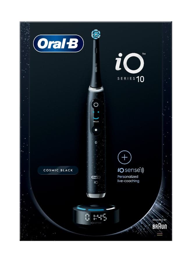 iO Series 10 Rechargeable Electric Toothbrush Set, Cosmic Black, Our Best Clean, with Interactive Display Screen & Smart Pressure Sensor, 1 Set