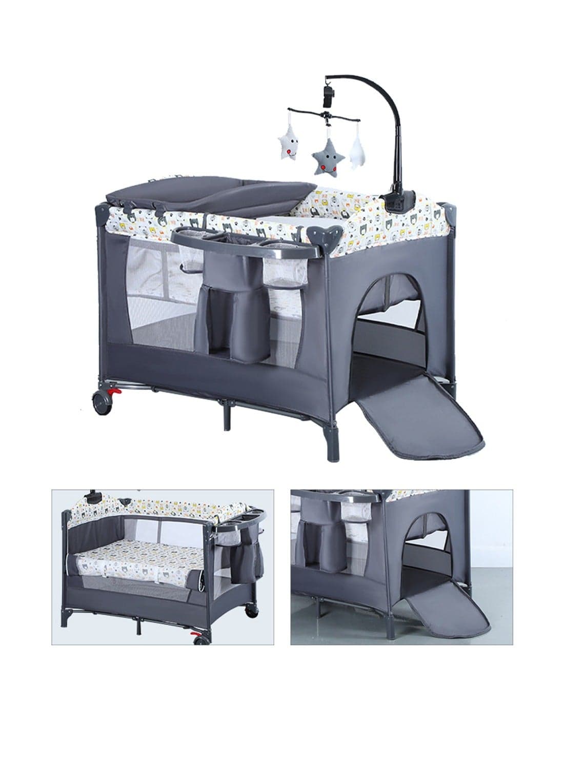 5-in-1 Baby Beside Crib, Foldable And Portable Baby Cots, Comfort Infant Bassinet Bed With Diaper Changing Table