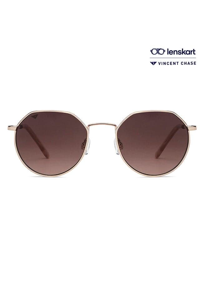Unisex Vintage Full Rim Geometric Frame Polarized & UV Protected Sunglasses VC S13984 - 50mm - Gold