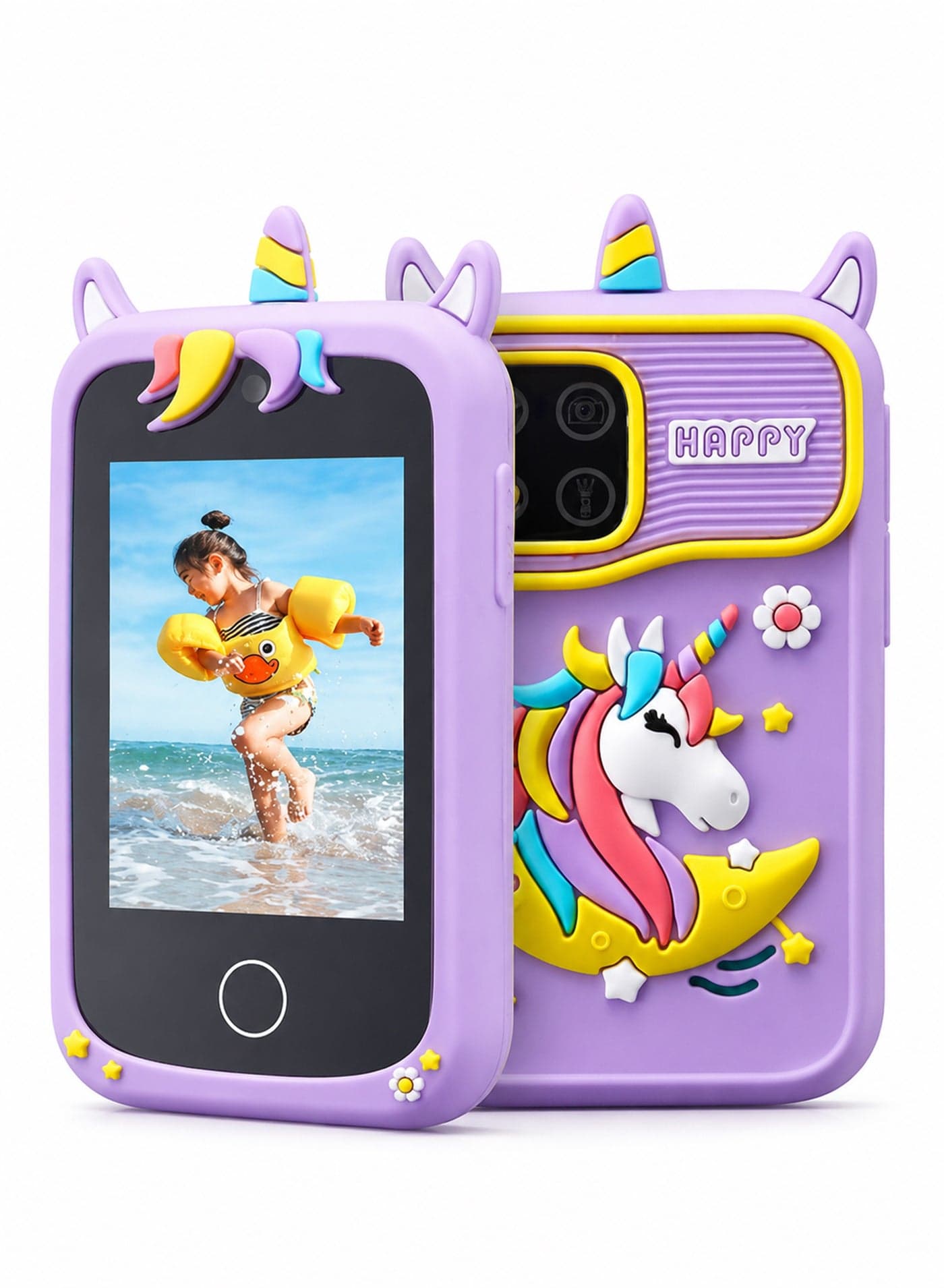 Kids Smart Phone Toy for Girls & Boys, Dual Camera Educational Phone with Case, 2.8" Touchscreen, 20 Learning Games & Music Player, 8GB SD Card, Gift, Purple