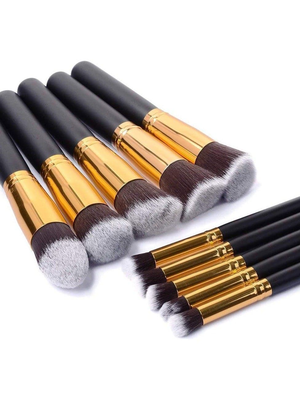 ORiTi 10 Pieces Makeup Brushes Set for Faces Eyes Eyeshadow Eyeliner Foundation Blush Lip Bronzer,Black