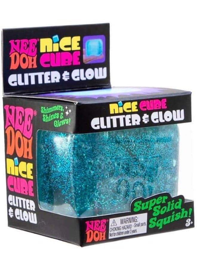 NeeDoh Nice Cube Glitter and Glow-BLUE