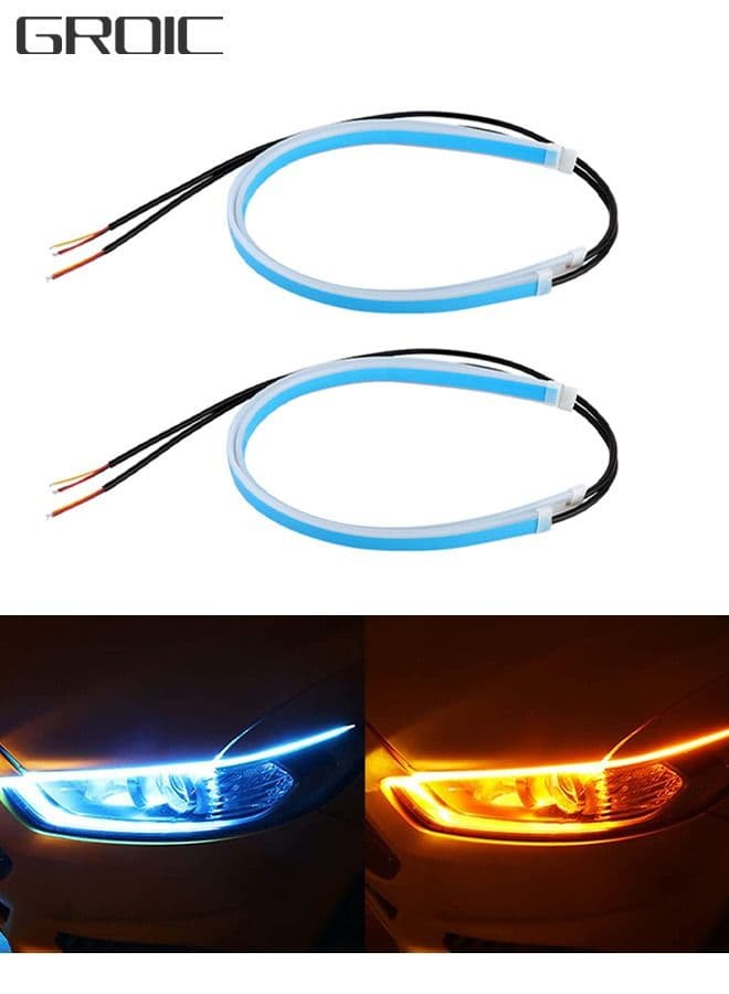 2 PCs LED Car Under Hood Light Strip, Car Sequential Turn Signal Light, 17.7 Inch LED Strips Turning Light Guide Decorative Waterproof Daytime Exterior Decoration Accessories